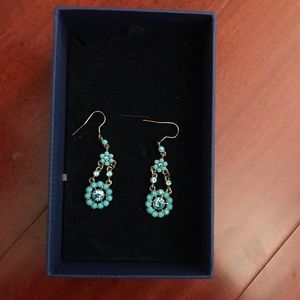 Earrings. Blue dangles with crystals